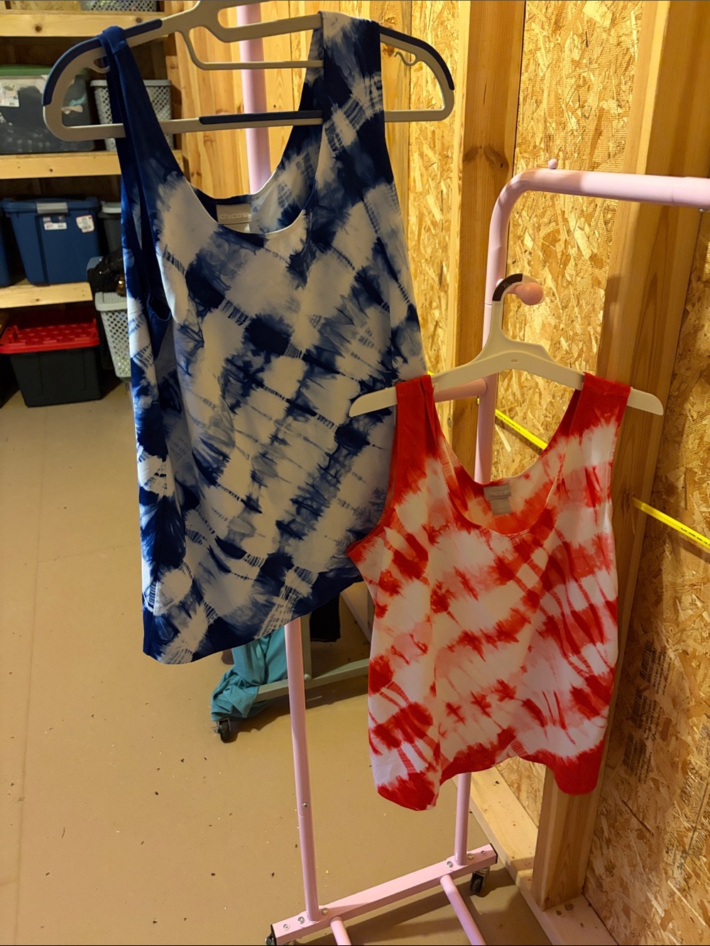 Chico's Tie-Dye Scoop Tank Tops - Blue & Red large bundle